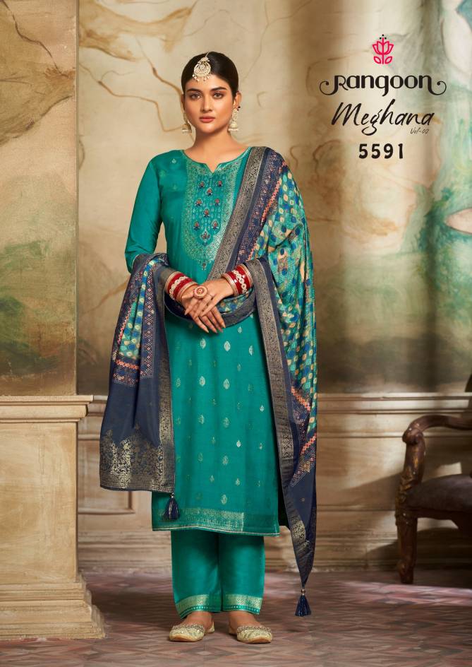 Meghana Vol 2 By Rangoon Jacquard Kurti With Bottom Dupatta Wholesalers In Delhi
